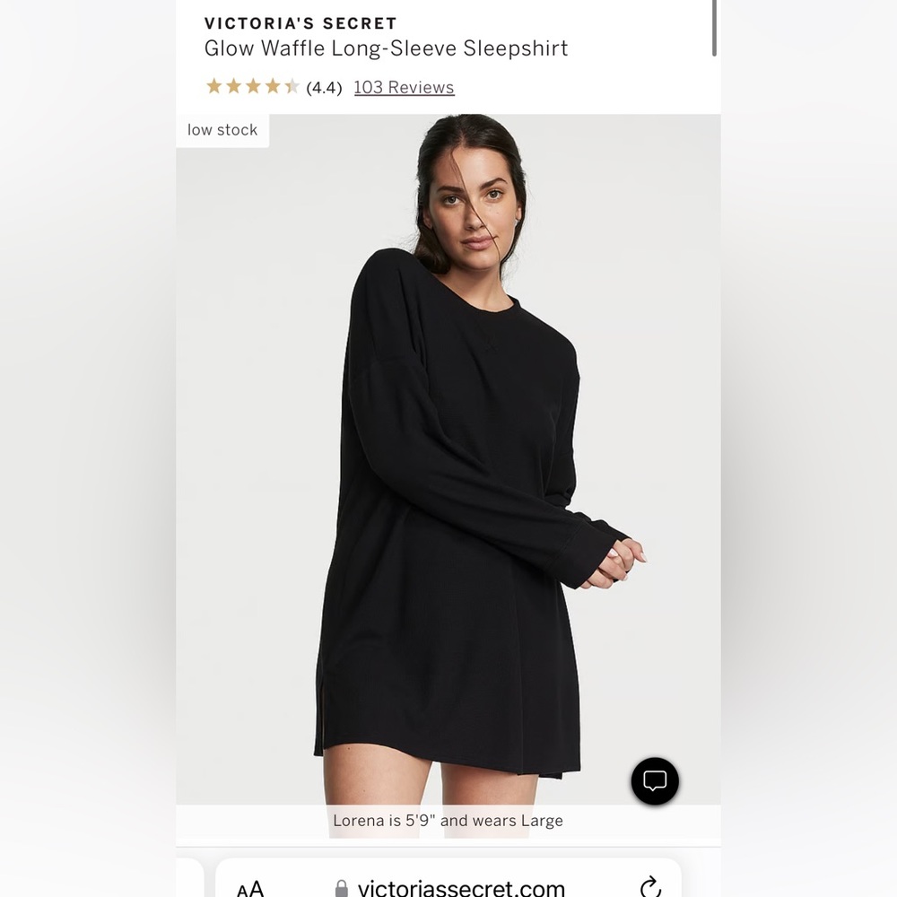 Victoria’s Secret waffle sleep shirt. XS. Black. NEW with tags in shipping bag